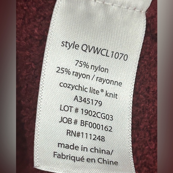 Barefoot Dreams CozyChic Lite Catalina Long Cardigan Burgundy Garnet Red- Large - Picture 7 of 12